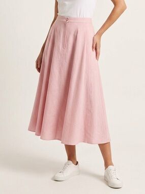 Vintage Madison Blush Pink Flared Wool Midi Skirt Size 14 XL